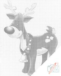  PontPöttyöző - Rudolf, a rénszarvas Méret: 30x40cm, Keretezés: Kartonlemezen, Szín: Fekete