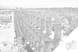  PontPöttyöző - Segovia római vízvezetéke, Spanyolország Méret: 40x60cm, Keretezés: Kartonlemezen, Szín: Kék