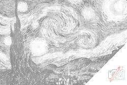 PontPöttyöző - Vincent Van Gogh - Csillagos éj Méret: 40x60cm, Keretezés: Fatáblával, Szín: Zöld