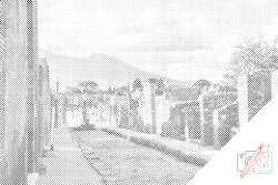  PontPöttyöző - Pompeii, Olaszország Méret: 40x60cm, Keretezés: Kartonlemezen, Szín: Piros