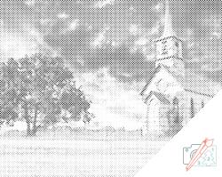  PontPöttyöző - Elhagyatott templom Méret: 40x50cm, Keretezés: Kartonlemezen, Szín: Fekete