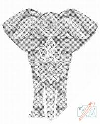  PontPöttyöző - Mandala - elefánt Méret: 40x50cm, Keretezés: Műanyagtáblával, Szín: Fekete
