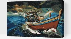 Festés számok szerint - Hajó a viharban 4 Méret: 40x60cm, Keretezés: Műanyagtáblával