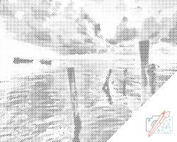  PontPöttyöző - Viharos naplemente Méret: 30x40cm, Keretezés: Kartonlemezen, Szín: Zöld