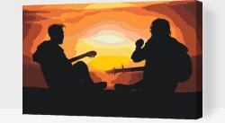  Festés számok szerint - Gitárosok a naplementében Méret: 40x60cm, Keretezés: Kartonlemezen
