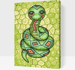  Festés számok szerint - Kígyó piros arccal Méret: 40x60cm, Keretezés: Kartonlemezen