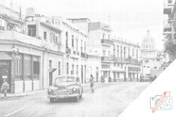 PontPöttyöző - Régi Havanna Méret: 40x60cm, Keretezés: Fatáblával, Szín: Kék