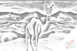  PontPöttyöző - Sivatagi teve Méret: 40x60cm, Keretezés: Műanyagtáblával, Szín: Zöld