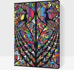  Festés számok szerint - Pávás ablak Méret: 40x60cm, Keretezés: Kartonlemezen