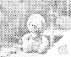  PontPöttyöző - Kalapos plüssmackó Méret: 30x40cm, Keretezés: Műanyagtáblával, Szín: Zöld