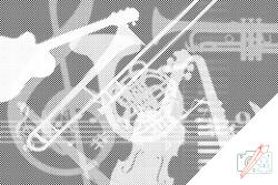  PontPöttyöző - Hangszerek Méret: 40x60cm, Keretezés: Kartonlemezen, Szín: Piros