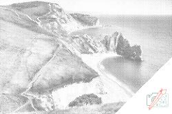 PontPöttyöző - A dorseti part Méret: 40x60cm, Keretezés: Fatáblával, Szín: Kék