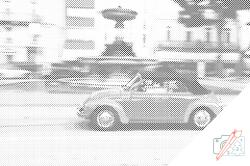  PontPöttyöző - Volkswagen Beetle 2 Méret: 40x60cm, Keretezés: Kartonlemezen, Szín: Fekete