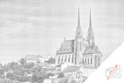  PontPöttyöző - Szent Péter és Pál-katedrális - Brno Méret: 40x60cm, Keretezés: Fatáblával, Szín: Piros