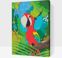 Festés számok szerint - Boldog papagáj Méret: 40x60cm, Keretezés: Kartonlemezen