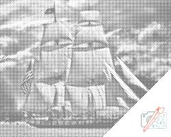  PontPöttyöző - Hajó a viharban 2 Méret: 30x40cm, Keretezés: Kartonlemezen, Szín: Kék