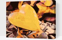 Festés számok szerint - Sárga szív Méret: 40x50cm, Keretezés: Fatáblával