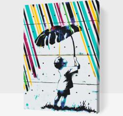  Festés számok szerint - Kisfiú nyírfalevéllel Méret: 40x60cm, Keretezés: Kartonlemezen