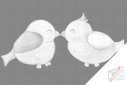  PontPöttyöző - Szerelmes pár Méret: 40x60cm, Keretezés: Kartonlemezen, Szín: Fekete