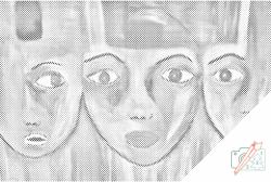  PontPöttyöző - Festett arcok Méret: 40x60cm, Keretezés: Kartonlemezen, Szín: Zöld