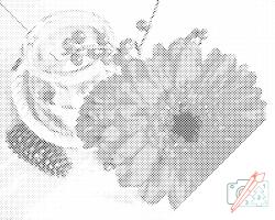  PontPöttyöző - Gerbera és gyertya Méret: 40x50cm, Keretezés: Műanyagtáblával, Szín: Kék