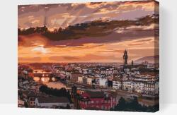 Festés számok szerint - Naplemente Firenzében Méret: 30x40cm, Keretezés: Kartonlemezen