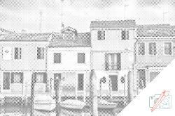  PontPöttyöző - Házak Velencében Méret: 40x60cm, Keretezés: Műanyagtáblával, Szín: Kék