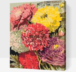  Festés számok szerint - Retró színes virágok Méret: 40x50cm, Keretezés: Műanyagtáblával