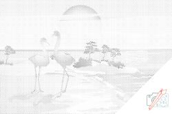  PontPöttyöző - Pelikánok a strandon Méret: 40x60cm, Keretezés: Műanyagtáblával, Szín: Piros