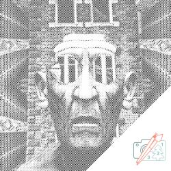  PontPöttyöző - Félelmetes ember Méret: 50x50cm, Keretezés: Műanyagtáblával, Szín: Fekete