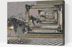 Festés számok szerint - Zebra és tükör Méret: 40x50cm, Keretezés: Fatáblával