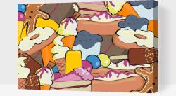  Festés számok szerint - Édességek Méret: 40x60cm, Keretezés: Műanyagtáblával