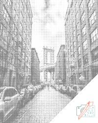  PontPöttyöző - Brooklyn híd 2 Méret: 30x40cm, Keretezés: Kartonlemezen, Szín: Piros