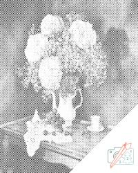  PontPöttyöző - Hortenziacsokor Méret: 30x40cm, Keretezés: Műanyagtáblával, Szín: Fekete