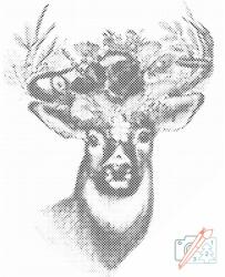  PontPöttyöző - Szarvas virágokkal Méret: 30x40cm, Keretezés: Kartonlemezen, Szín: Kék