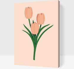  Festés számok szerint - Rózsaszín tulipánok Méret: 40x60cm, Keretezés: Műanyagtáblával