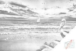  PontPöttyöző - Pelikán és csónak Méret: 40x60cm, Keretezés: Műanyagtáblával, Szín: Piros