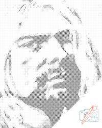 PontPöttyöző - Kurt Cobain Méret: 30x40cm, Keretezés: Kartonlemezen, Szín: Kék