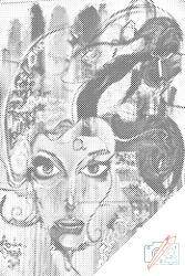  PontPöttyöző - Szépséges kék ajkak Méret: 40x60cm, Keretezés: Kartonlemezen, Szín: Piros