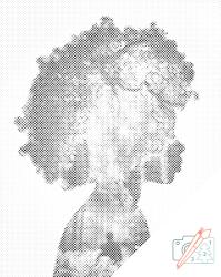  PontPöttyöző - Lány, erdő, páfrányfenyő, férfi Méret: 40x50cm, Keretezés: Műanyagtáblával, Szín: Fekete