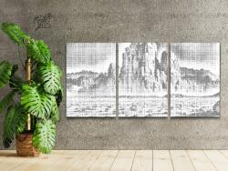PontPöttyöző - Sivatagi sziklák (3 db-os készlet) Méret: 40x60cm (3db), Keretezés: Műanyagtáblával, Szín: Zöld