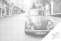 PontPöttyöző - Volkswagen Beetle Méret: 40x60cm, Keretezés: Fatáblával, Szín: Piros