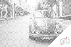 PontPöttyöző - Volkswagen Beetle Méret: 40x60cm, Keretezés: Kartonlemezen, Szín: Piros