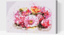 Festés számok szerint - Virágcsokor rózsaszín virágokkal Méret: 40x60cm, Keretezés: Kartonlemezen