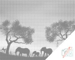  PontPöttyöző - Elefántcsalád Méret: 40x50cm, Keretezés: Kartonlemezen, Szín: Kék