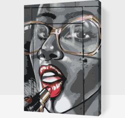 Festés számok szerint - Rúzs és aranyszínű napszemüveg Méret: 40x60cm, Keretezés: Műanyagtáblával