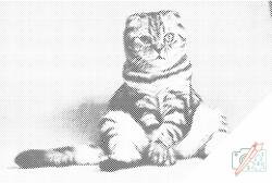  PontPöttyöző - Ülő macska Méret: 40x60cm, Keretezés: Fatáblával, Szín: Zöld