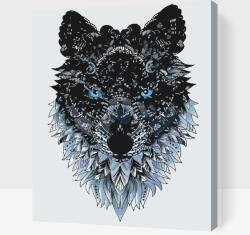 Festés számok szerint - Mandala farkas Méret: 40x50cm, Keretezés: Kartonlemezen