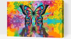 Festés számok szerint - Színes pillangó Méret: 40x60cm, Keretezés: Műanyagtáblával