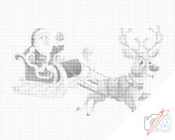  PontPöttyöző - Mikulás a szánján Méret: 30x40cm, Keretezés: Kartonlemezen, Szín: Piros